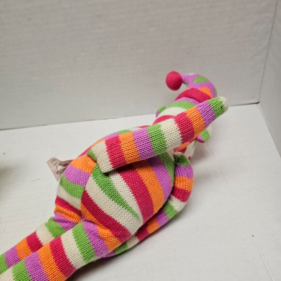 SCM Designs Sock Monkey Shelf Sitter Pastel Knit Crochet Stripped Stuffed Animal - Picture 6 of 8